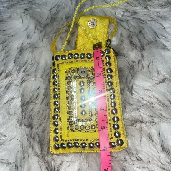 Beaded phone bag crossbody Yellow pouch travel bag vacation bag summer bag - Picture 15 of 16